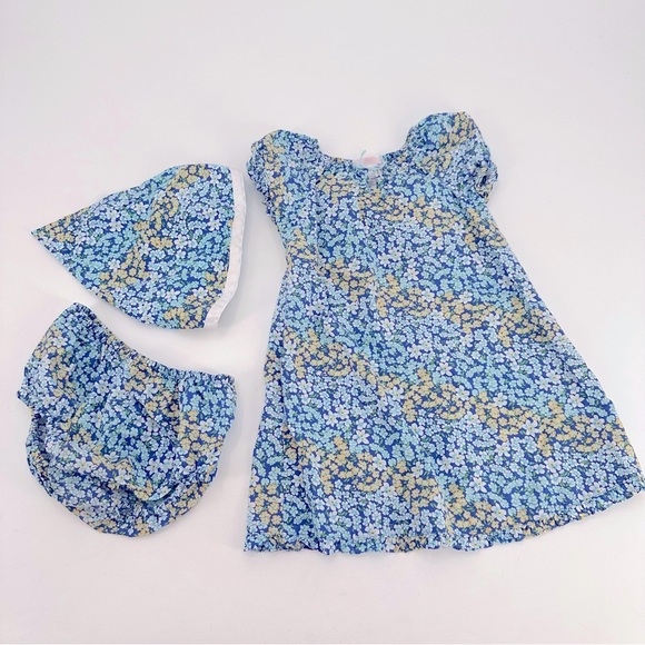 Janie & Jack Floral Dress + Diaper Cover + Bandana Size 18-24 months - Picture 1 of 3